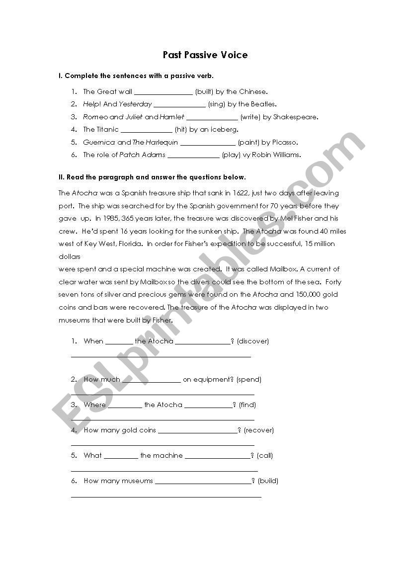 Past Passive Voice worksheet