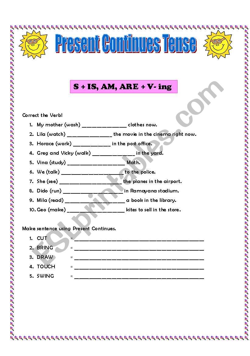 pRESENT cONTINUOUS FuN worksheet