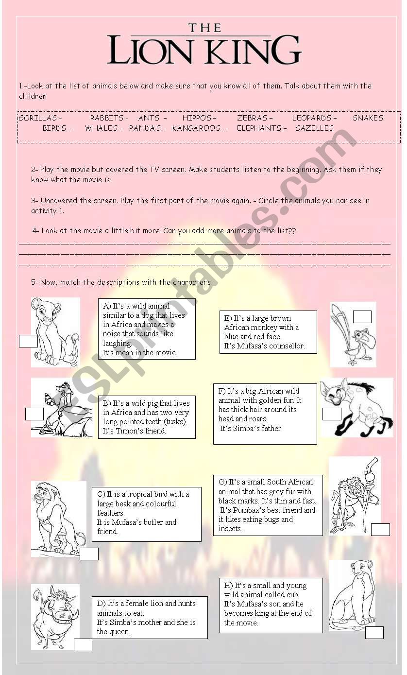 THE LION KING worksheet