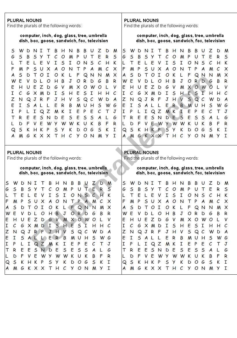 Plural nouns worksheet