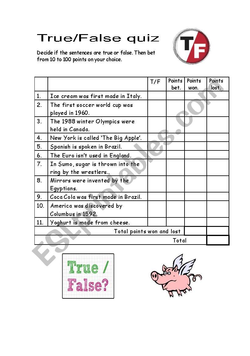 True/false passives worksheet