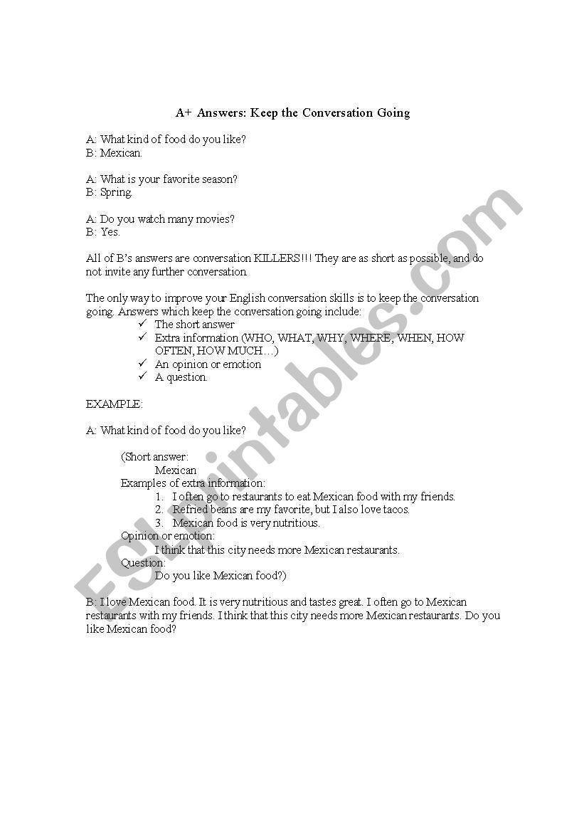 Dialogue Journal - A+ Answers worksheet