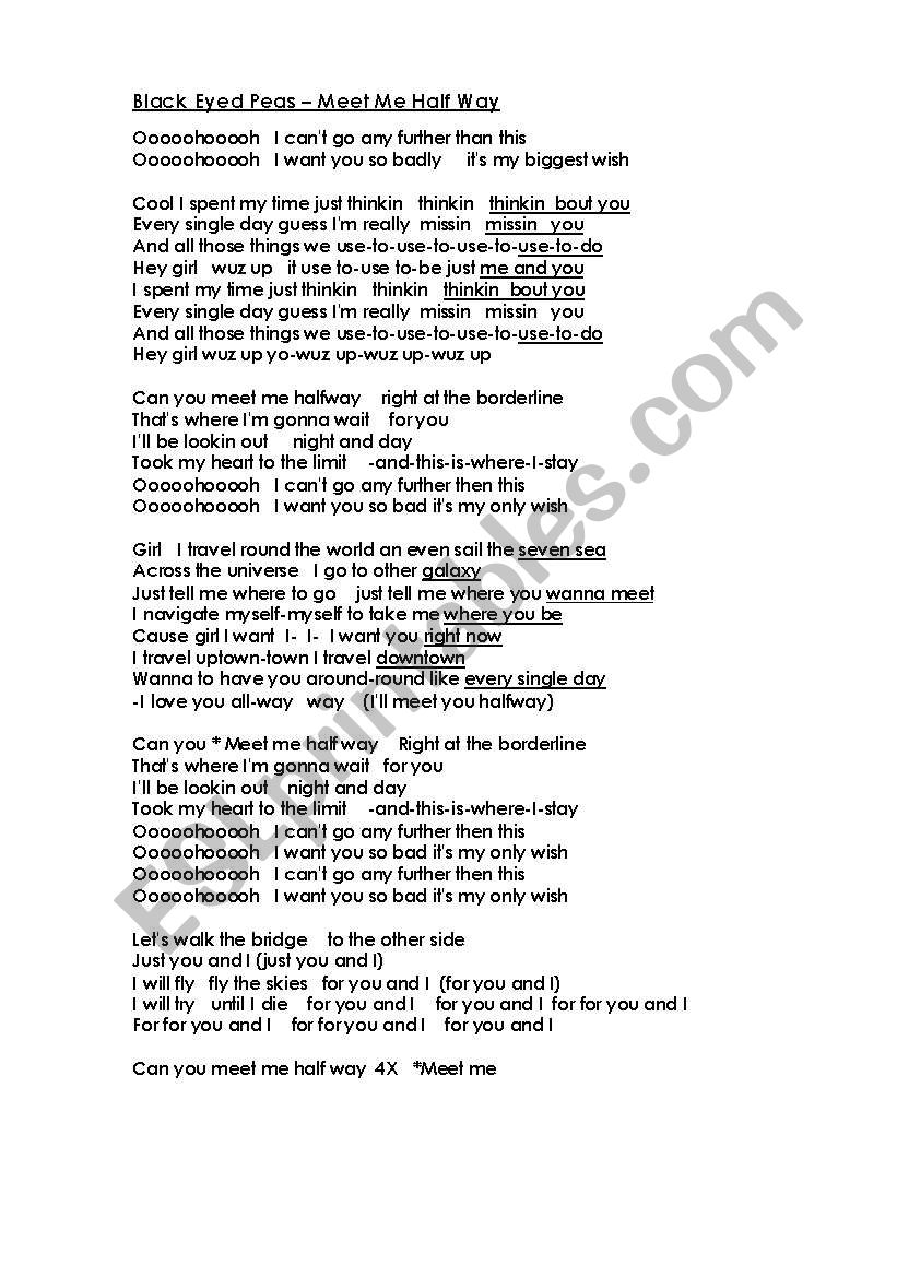 meet me halfway worksheet