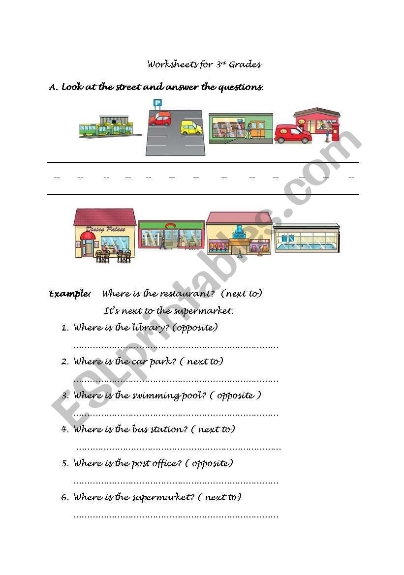 Next to- Opposite  worksheet