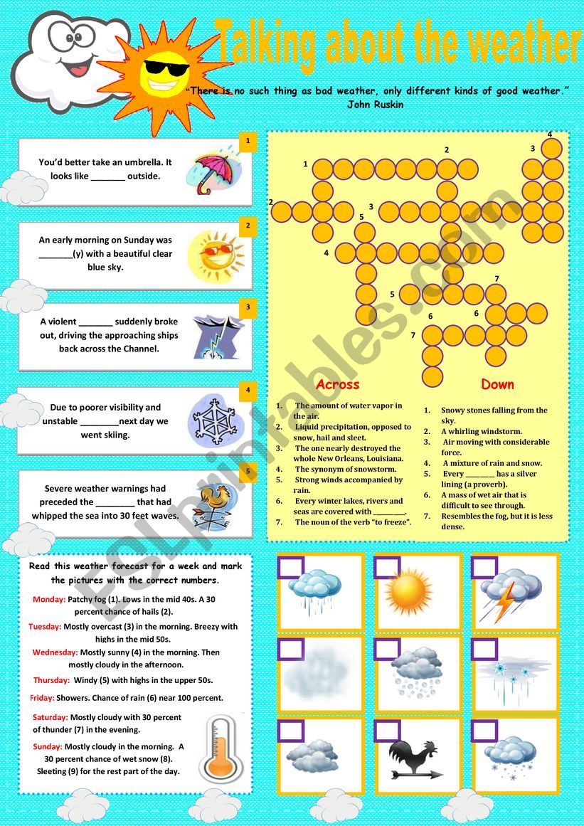 Talking about the weather worksheet