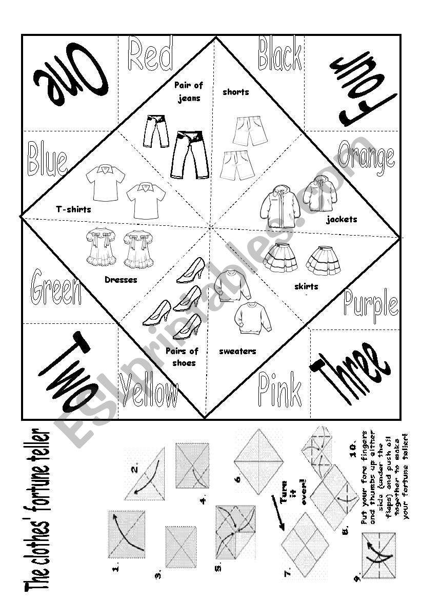 Clothes Fortune Teller worksheet