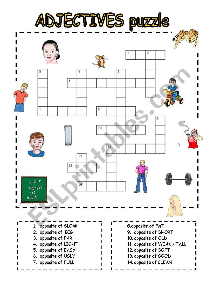 PUZZLE on ADJECTIVES worksheet