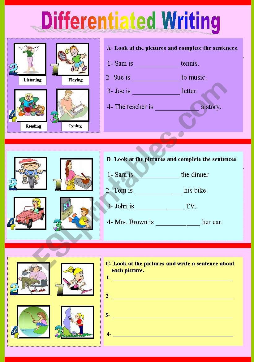 Writing Sentences worksheet