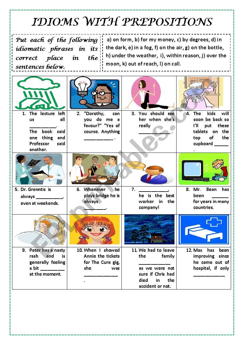 IDIOMS with PREPOSITIONS (with key)