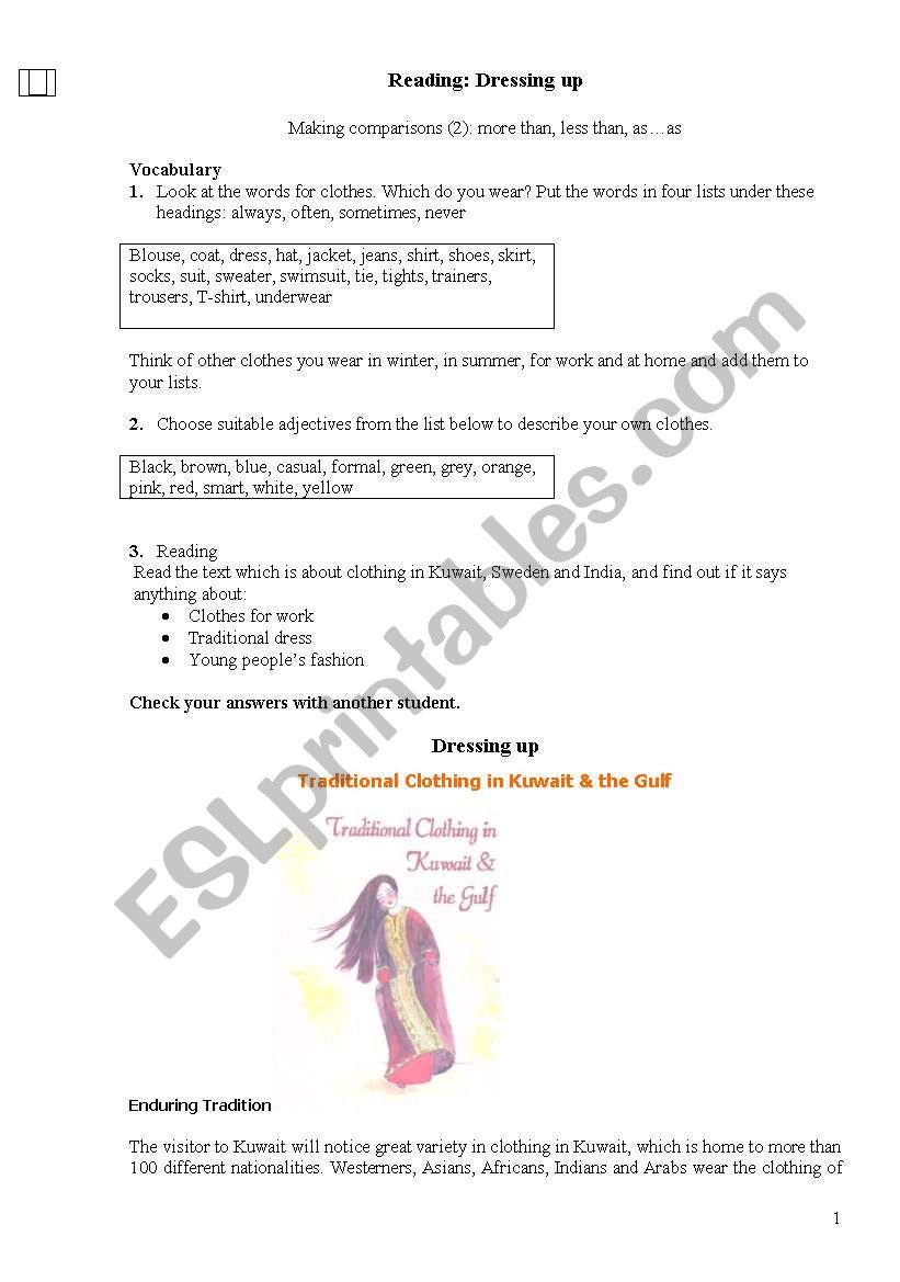 Reading; comparition adjectives 