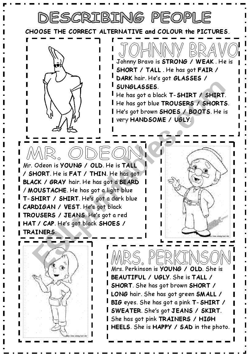 DESCRIBING PEOPLE worksheet