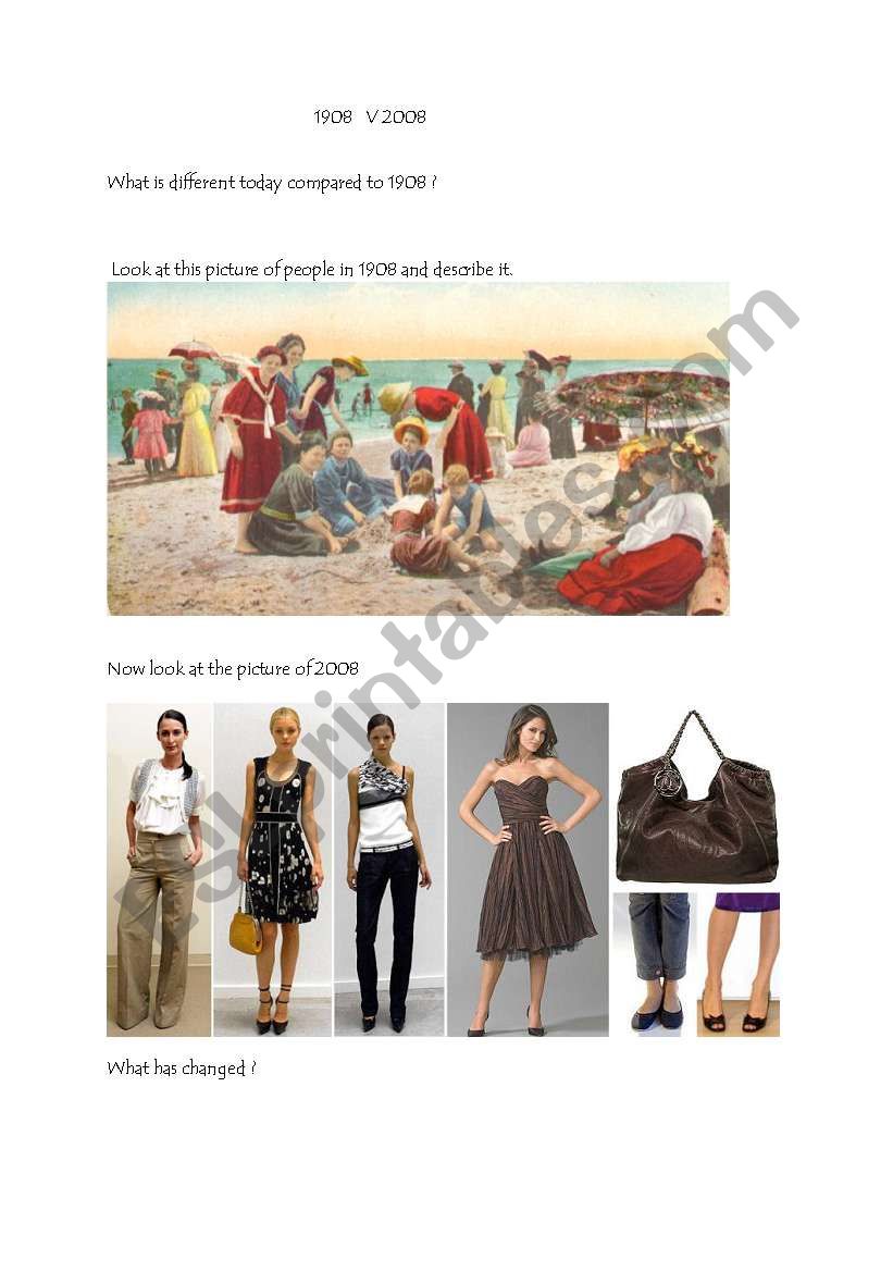Fashion today and in the past worksheet