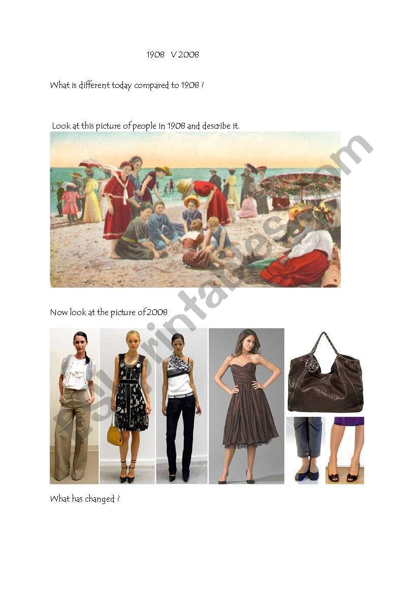 Fashion today and in the past worksheet