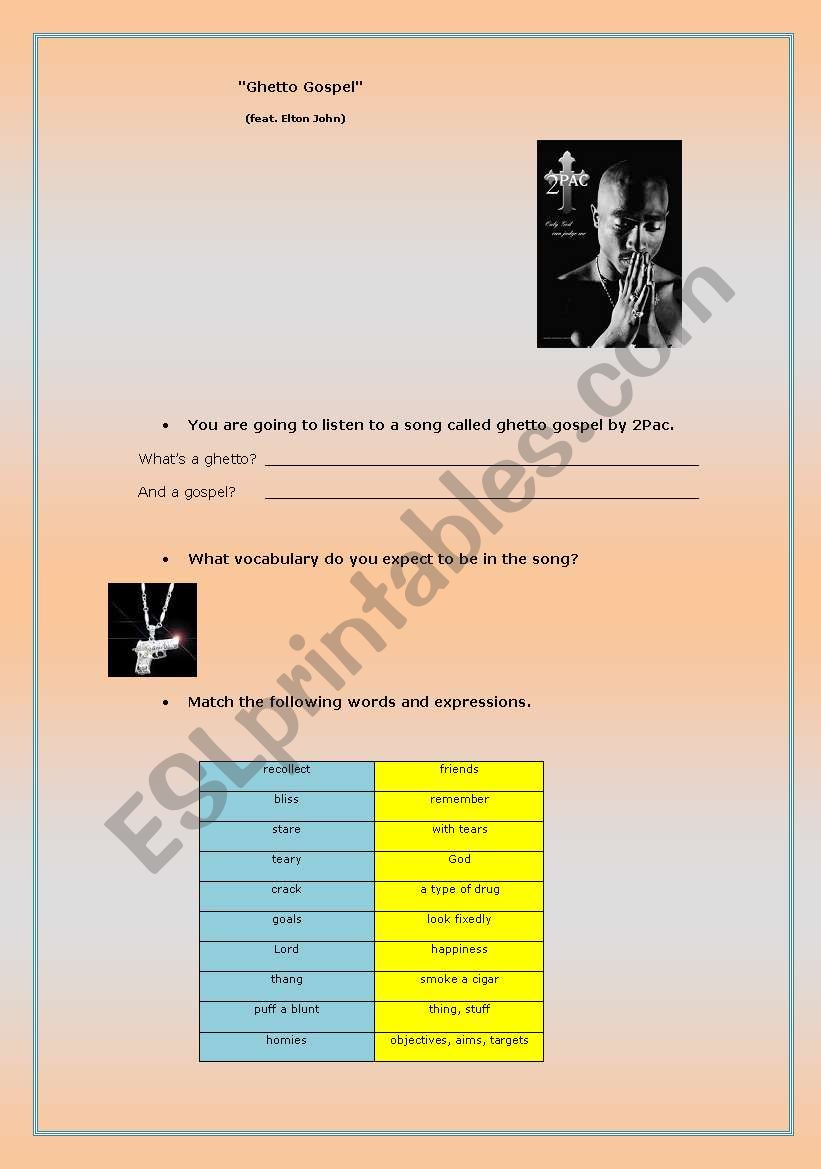 ghetto gospel  worksheet