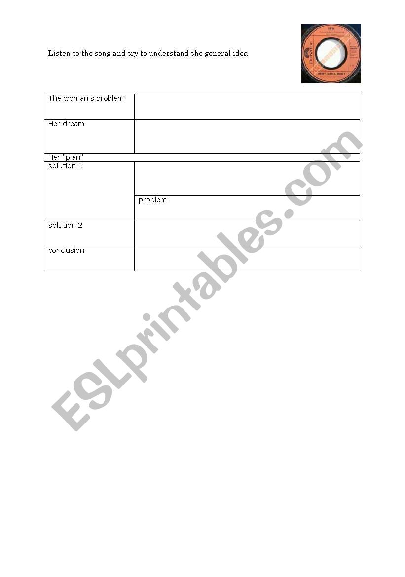 Money, money, money by ABBA worksheet