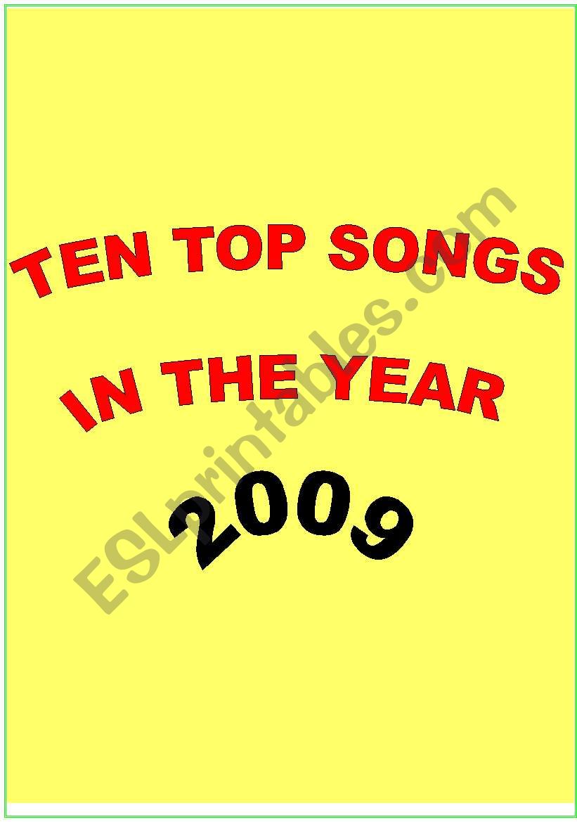 Ten Top Songs in 2009 worksheet
