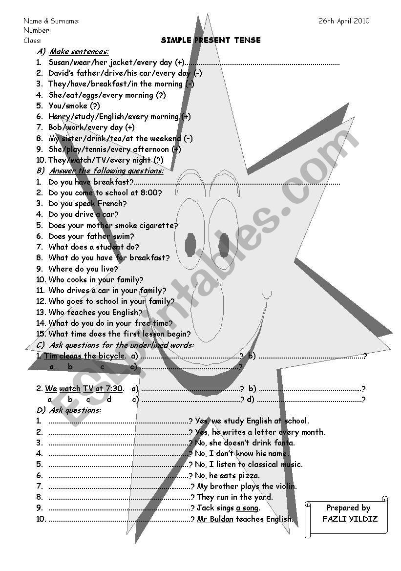 The Star of Grammar :)) worksheet