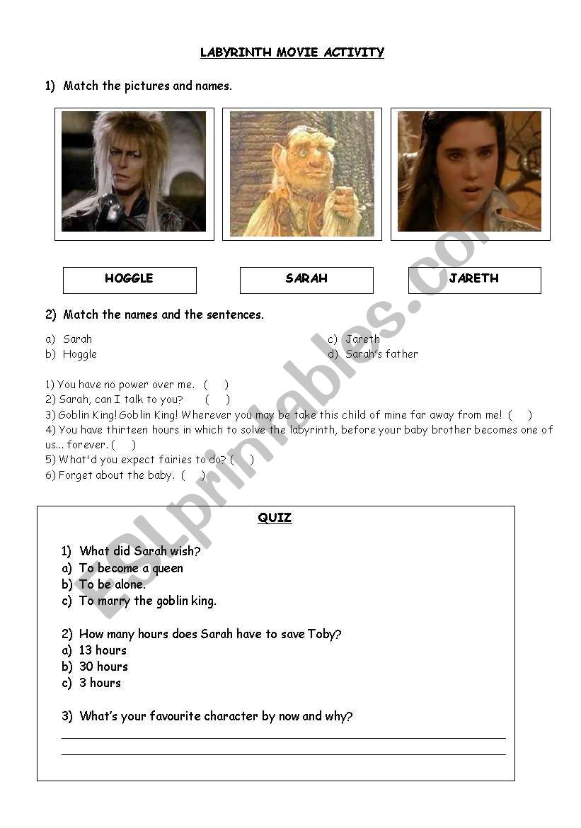 LABYRINTH MOVIE ACTIVITY PART 1