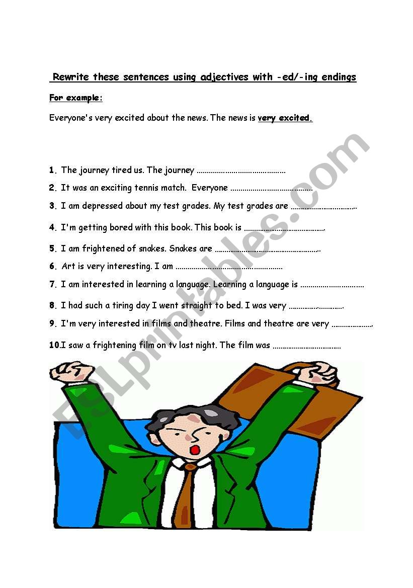 -ed and -ing adjectives worksheet