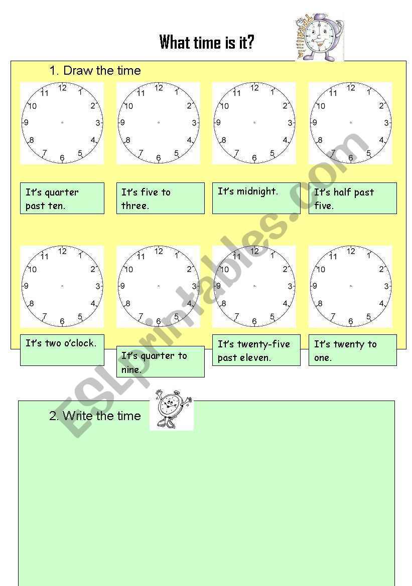 Tellin the time worksheet