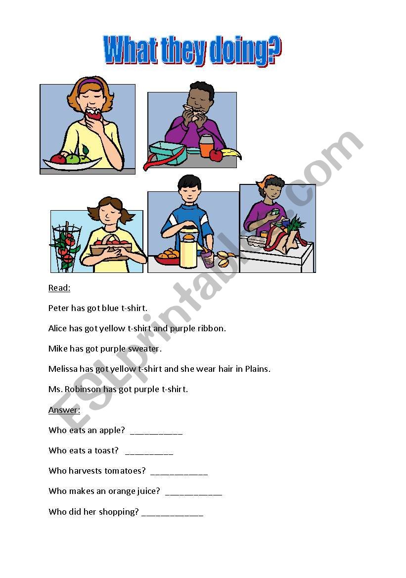 What they doing? worksheet