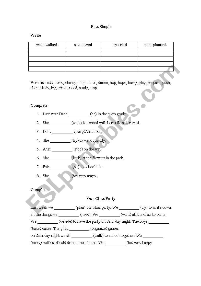 Past Simple worksheet