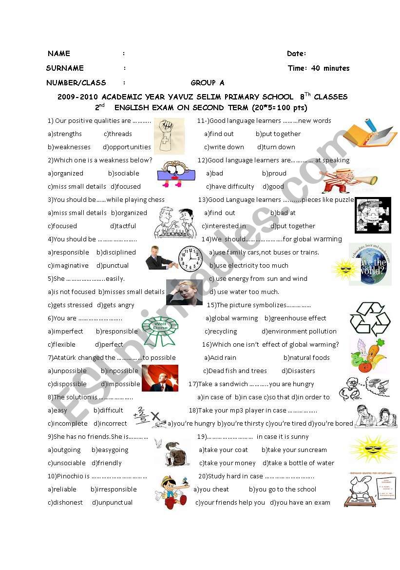 IN CASE&STRENGHTS&WEAKNESSES&PREFIXES(GROUP A )2nd EXAM OF 8TH GRADES