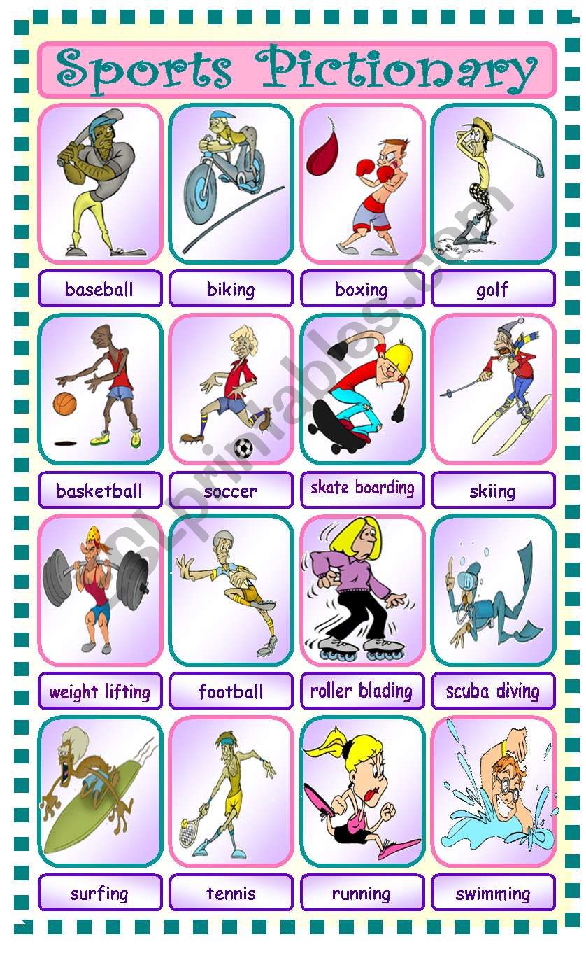sports pictionary worksheet