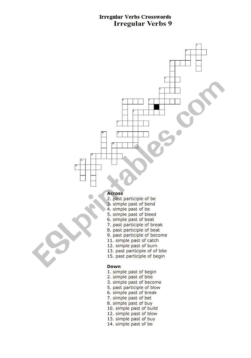 Irregular verbs  worksheet