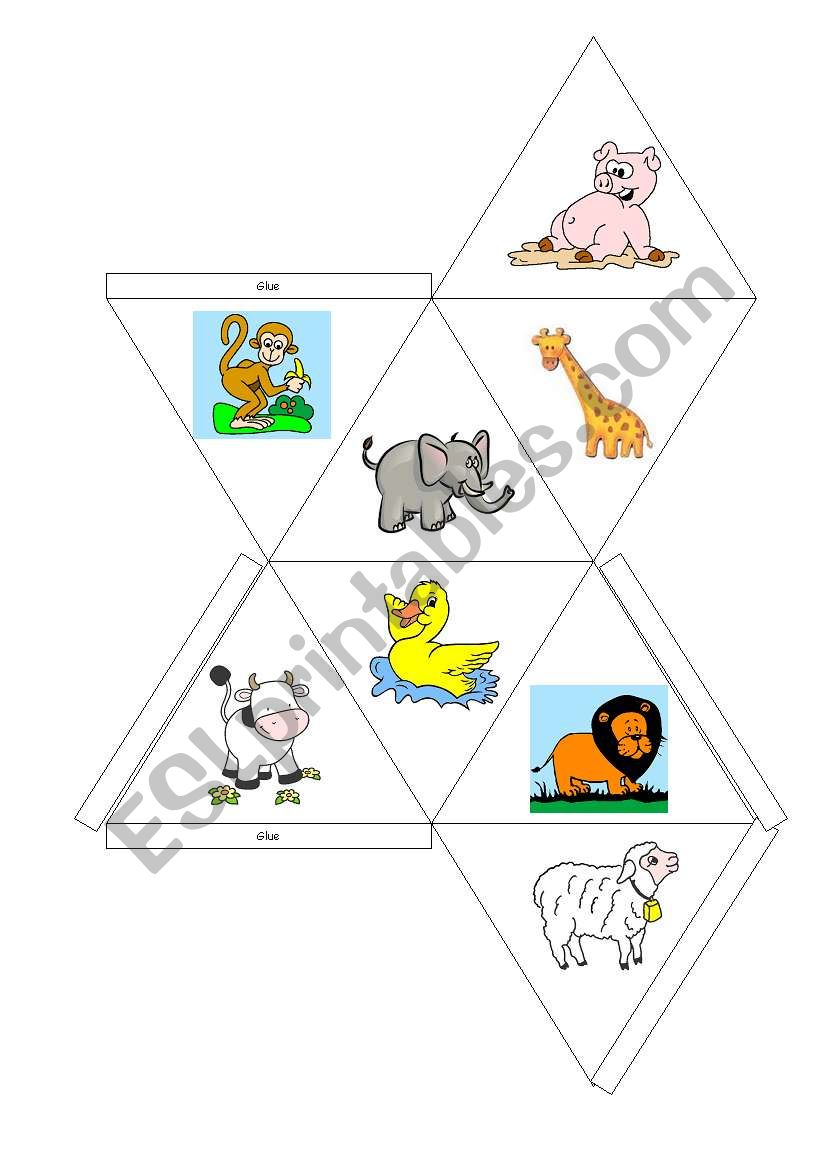 Animals dice worksheet