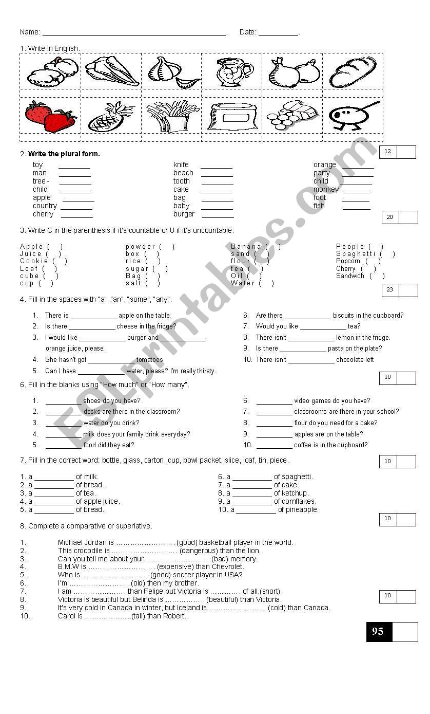 Countable & Uncountable worksheet