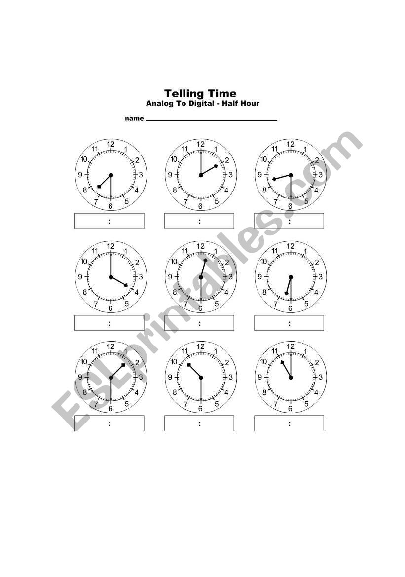 Clocks worksheet