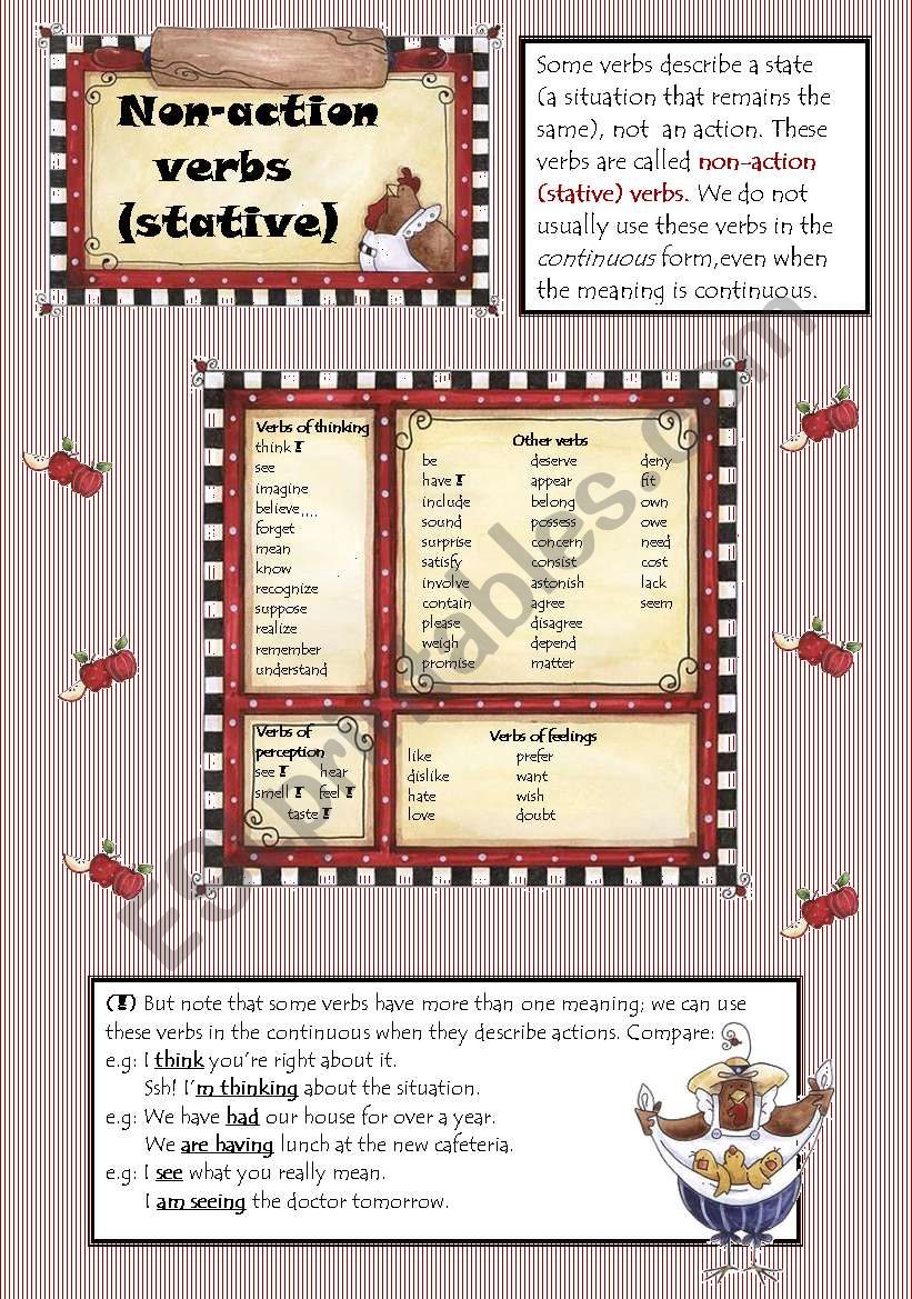 Non-action(stative)verbs(2 pages)