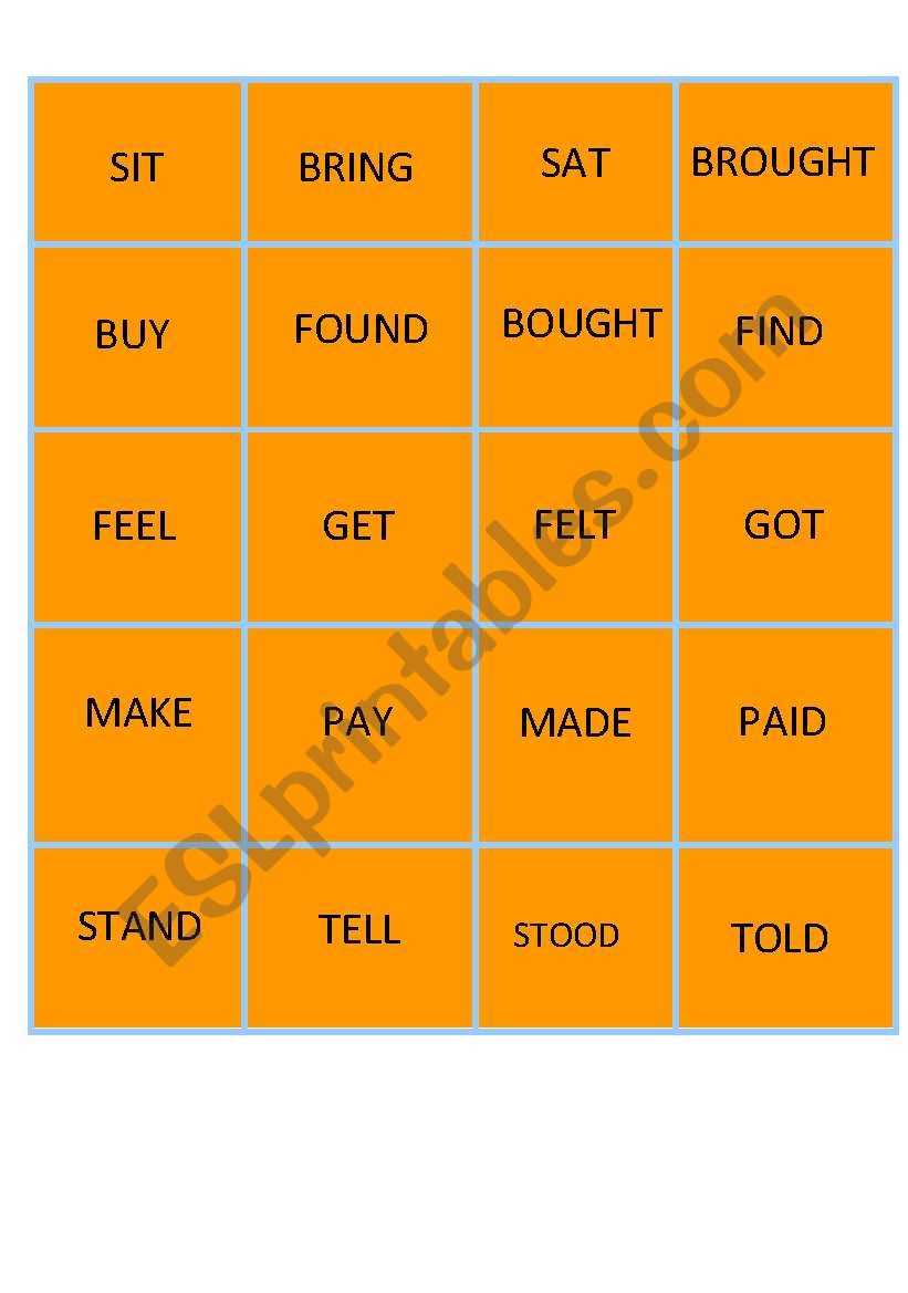 IRREGULAR VERBS DOMINO worksheet