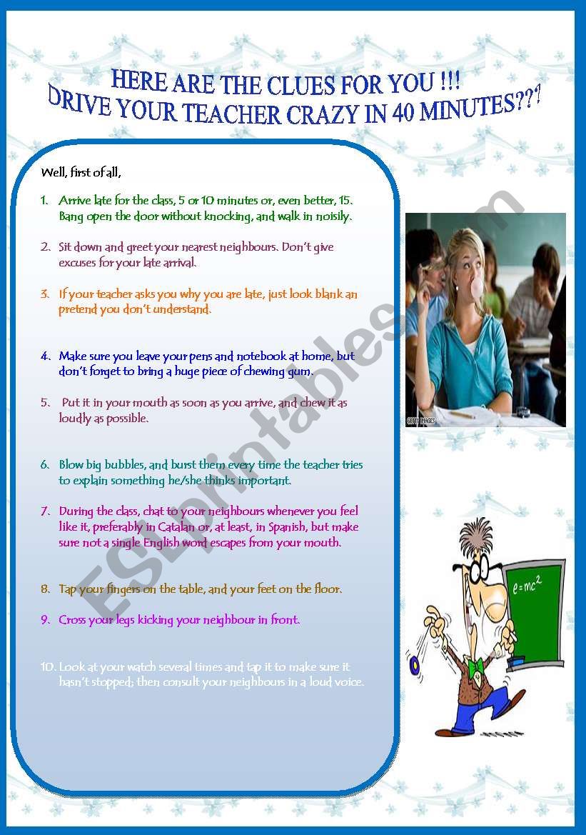 tHE CLUES ! TRY AND SEE.... worksheet