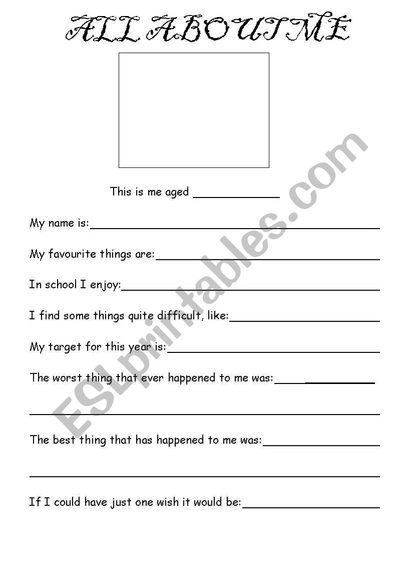 About me worksheet