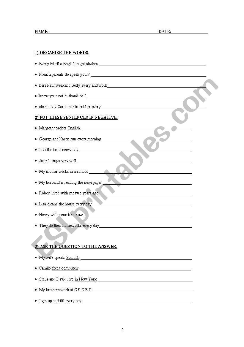 EXERCISES ESO worksheet