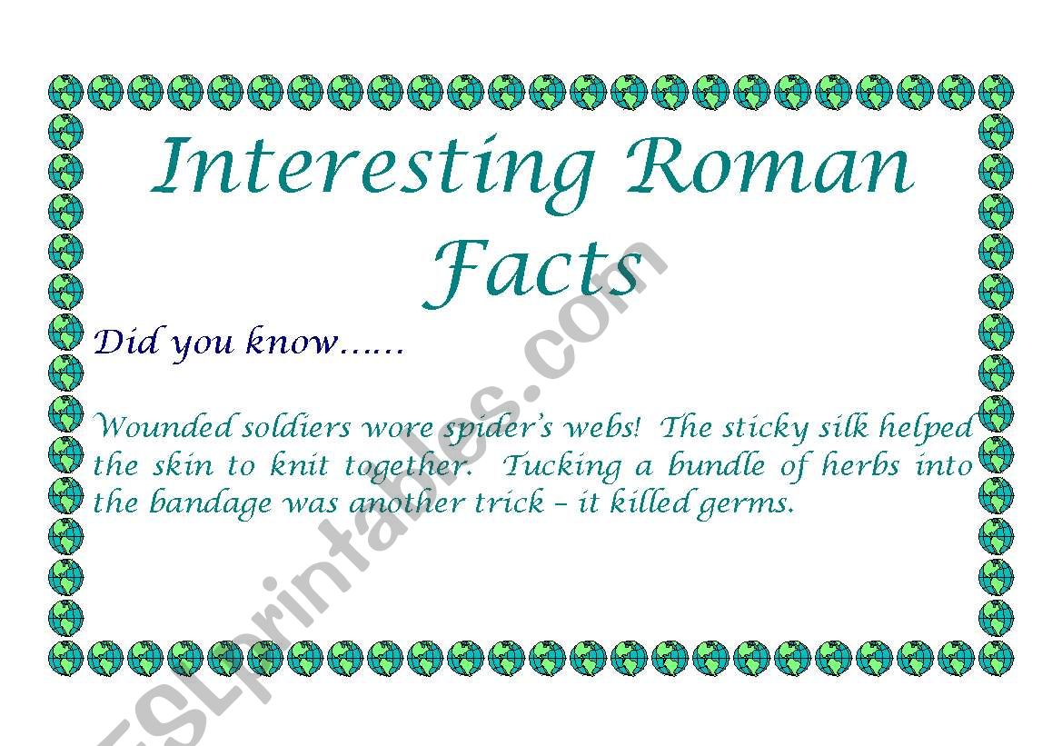 Roman facts for display. Did you know....