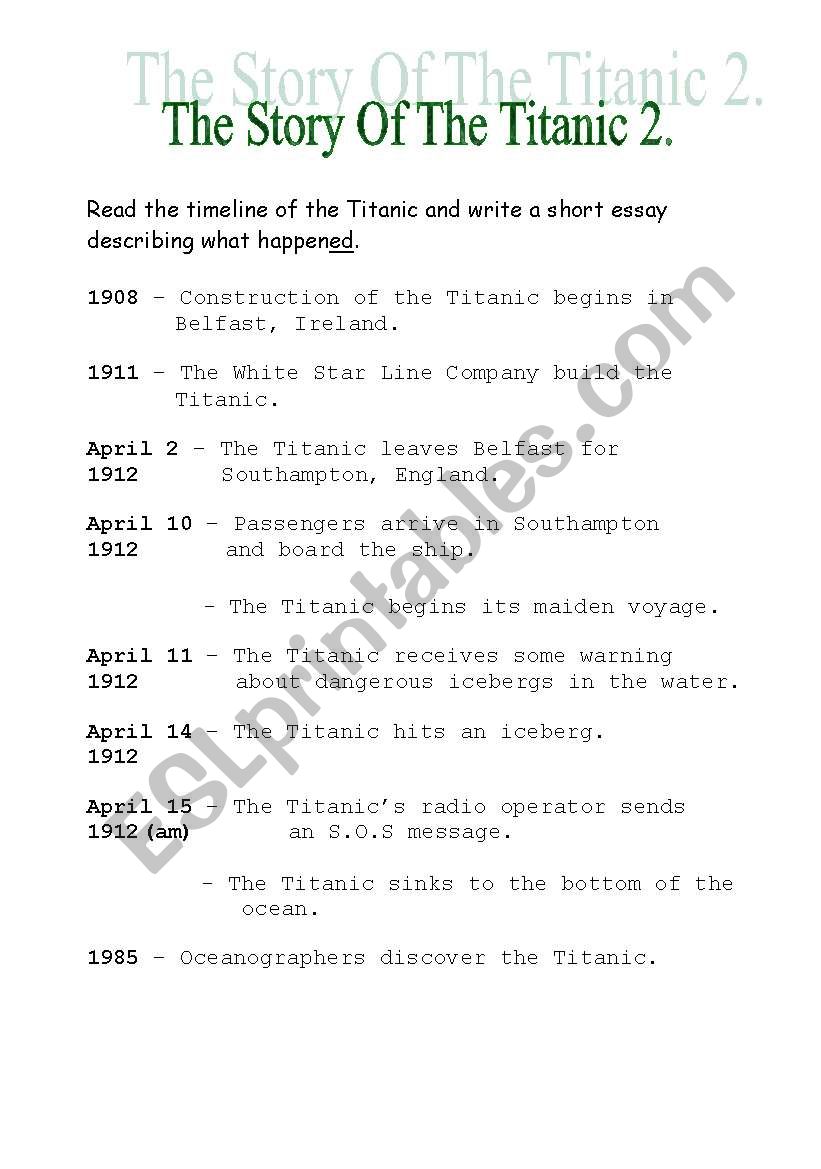 The Story Of The Titanic 2 worksheet