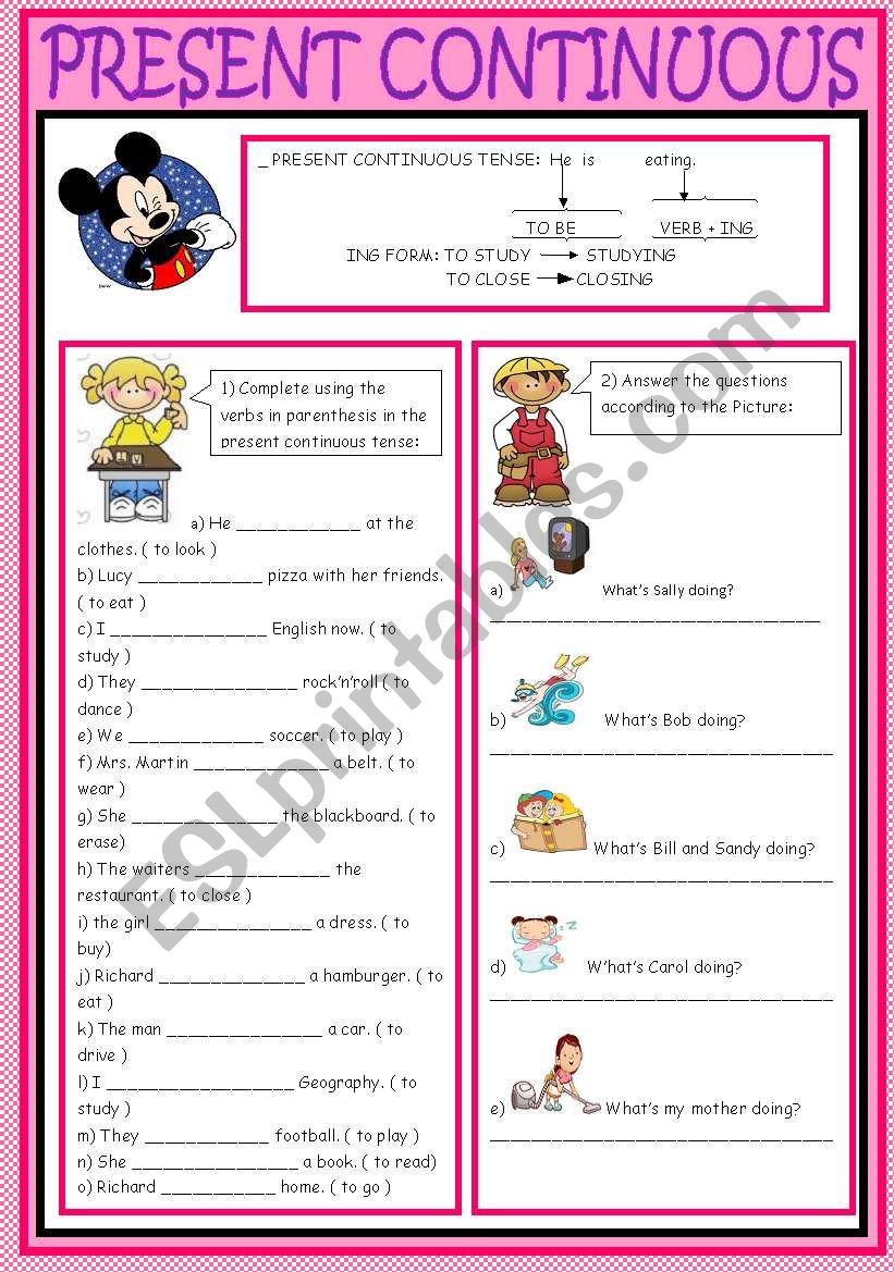 PRESENT CONTINUOUS worksheet