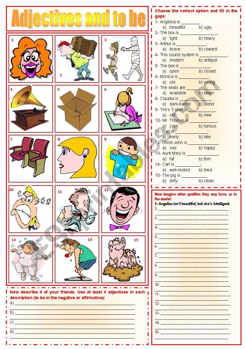Adjectives and to be - exercises ***fully editable