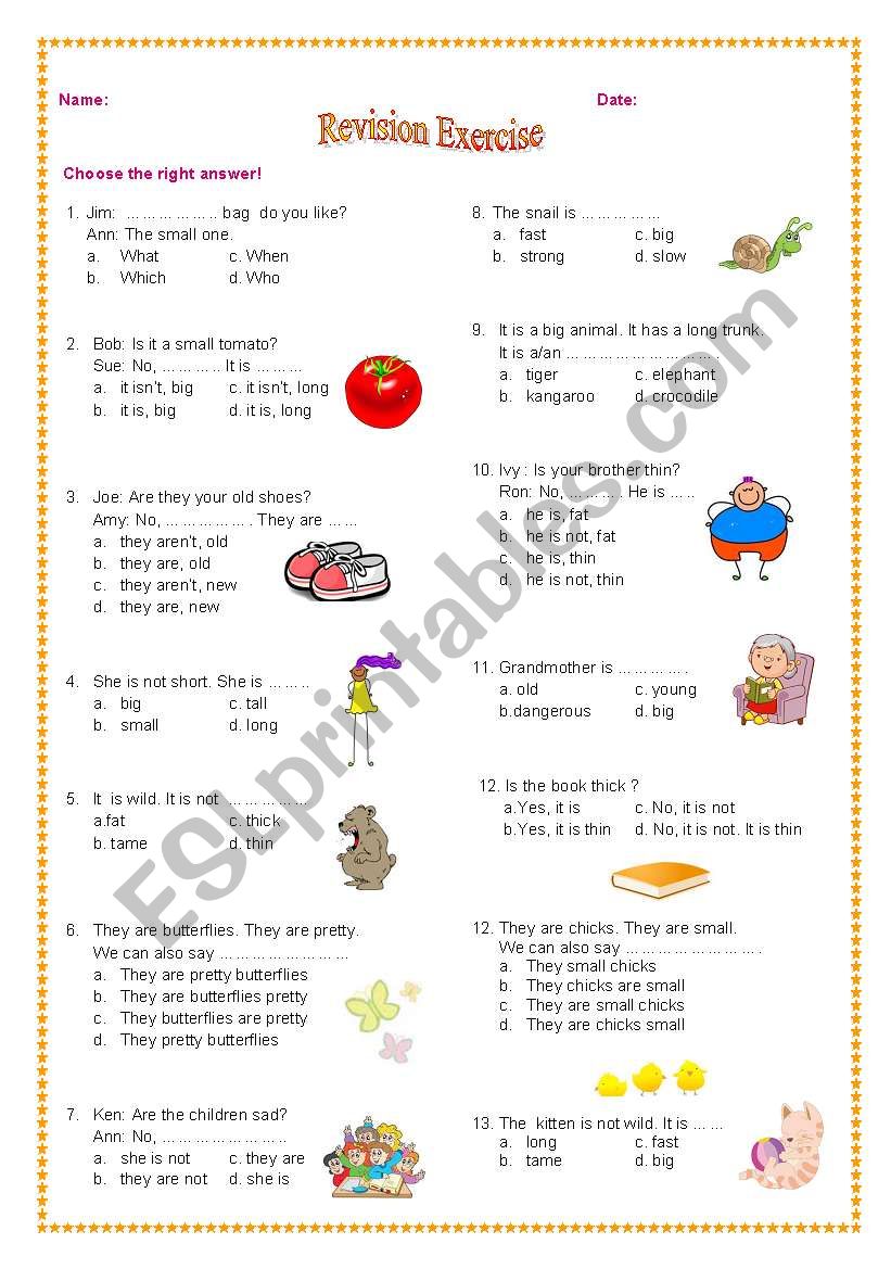 Review on Adjective worksheet