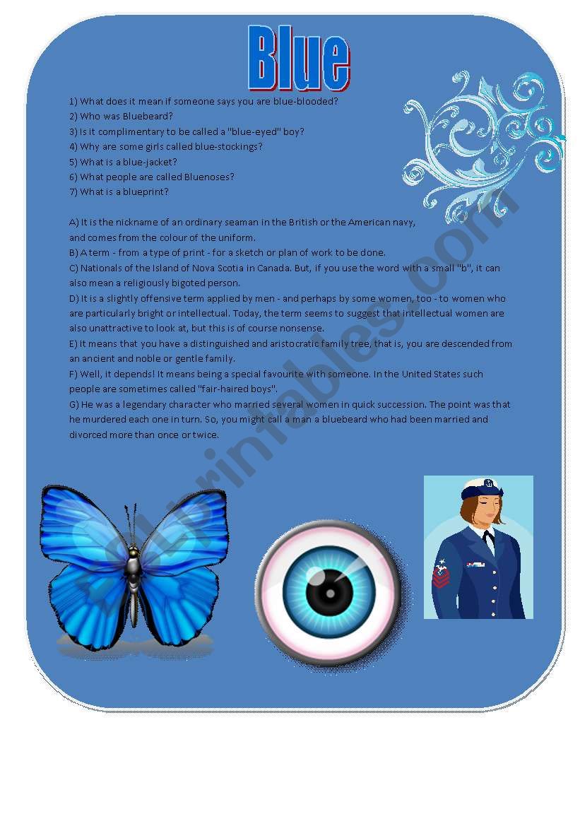 Blue worksheet