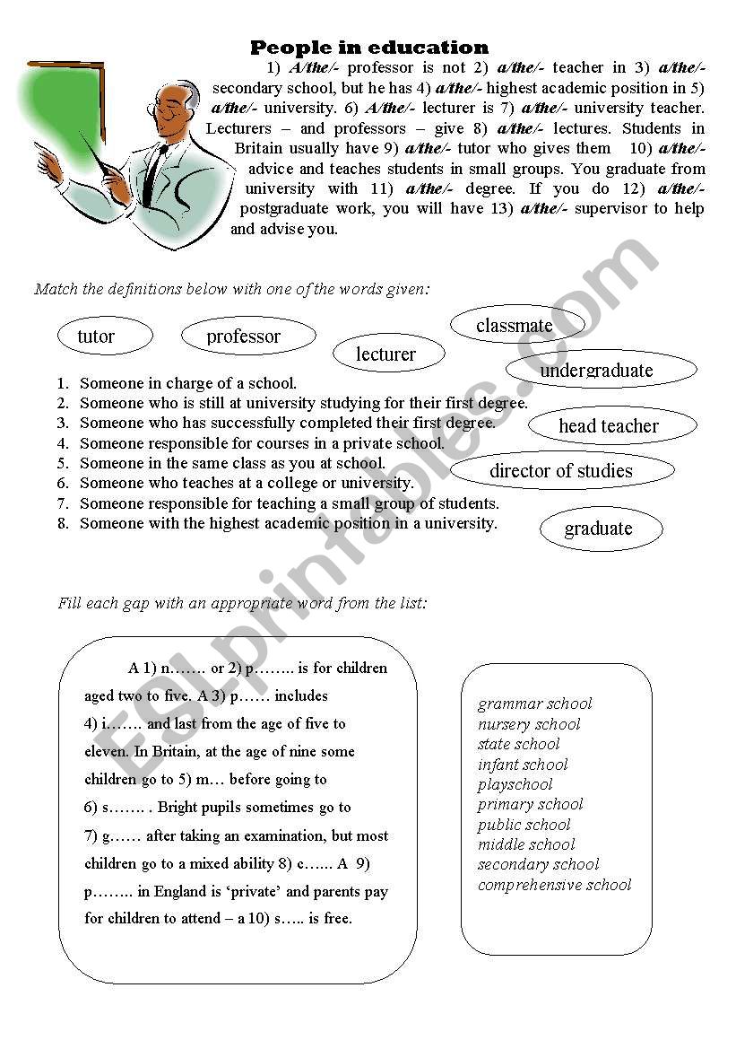Education worksheet