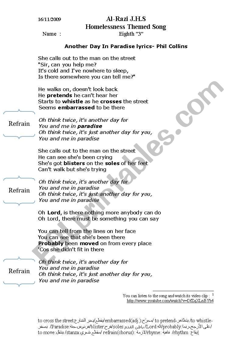 lyrics of song another day in paradise