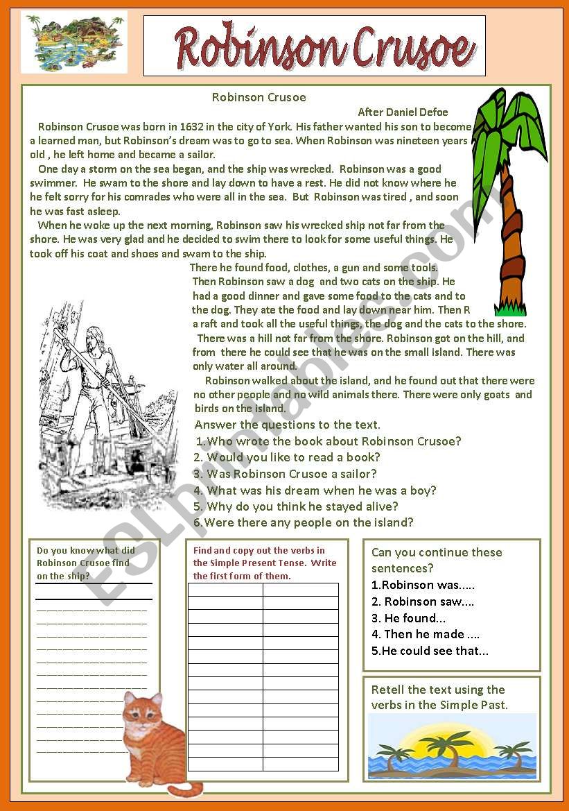 Robinson Crusoe from Devitsa worksheet