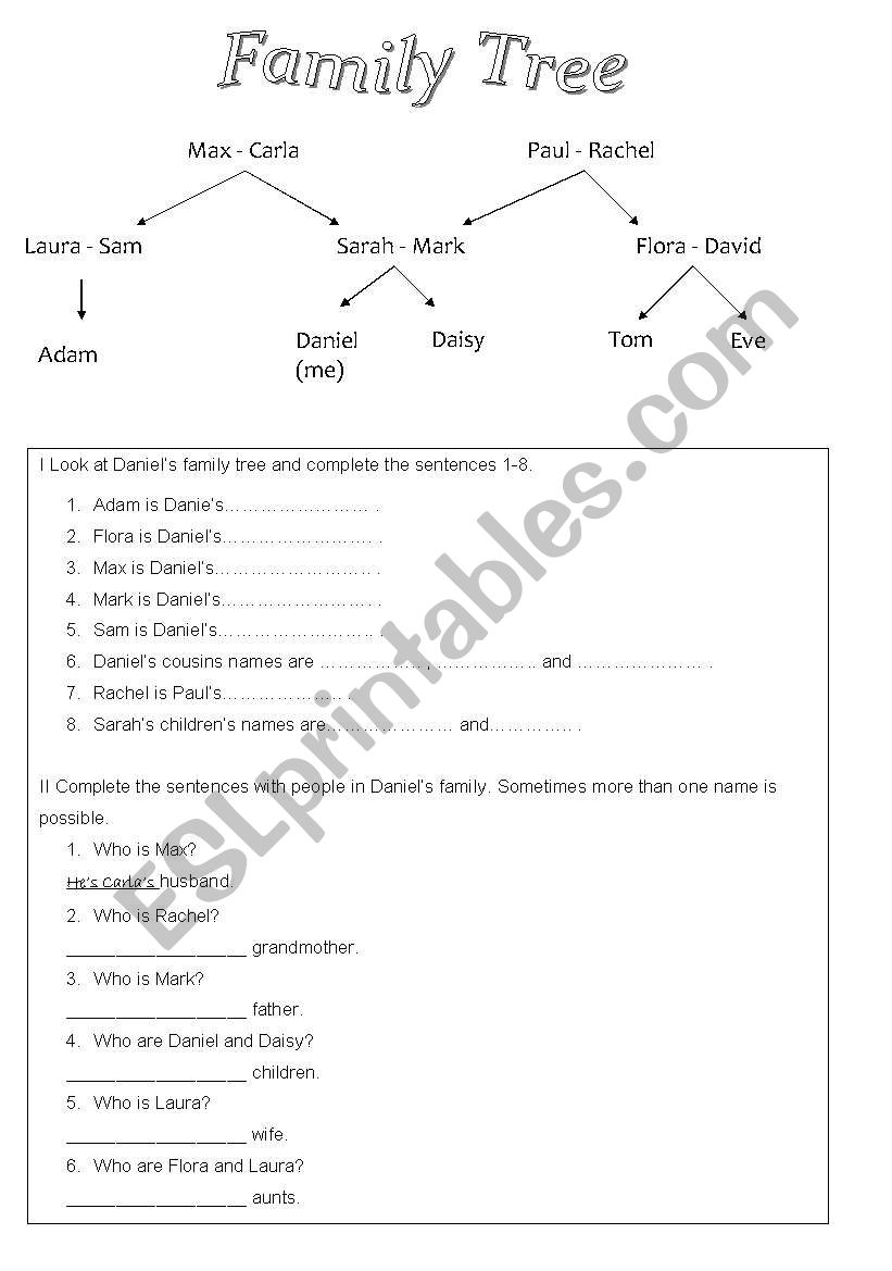 Family Tree worksheet