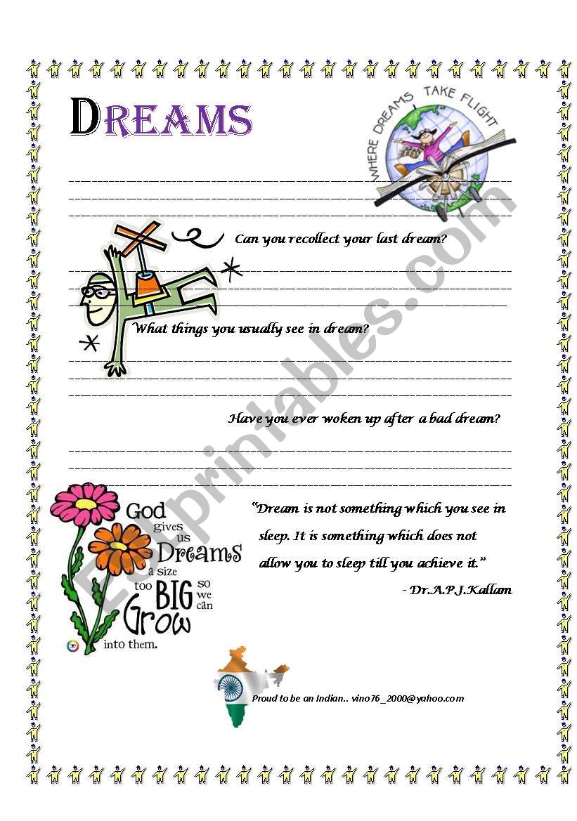 Fly on Dreams worksheet