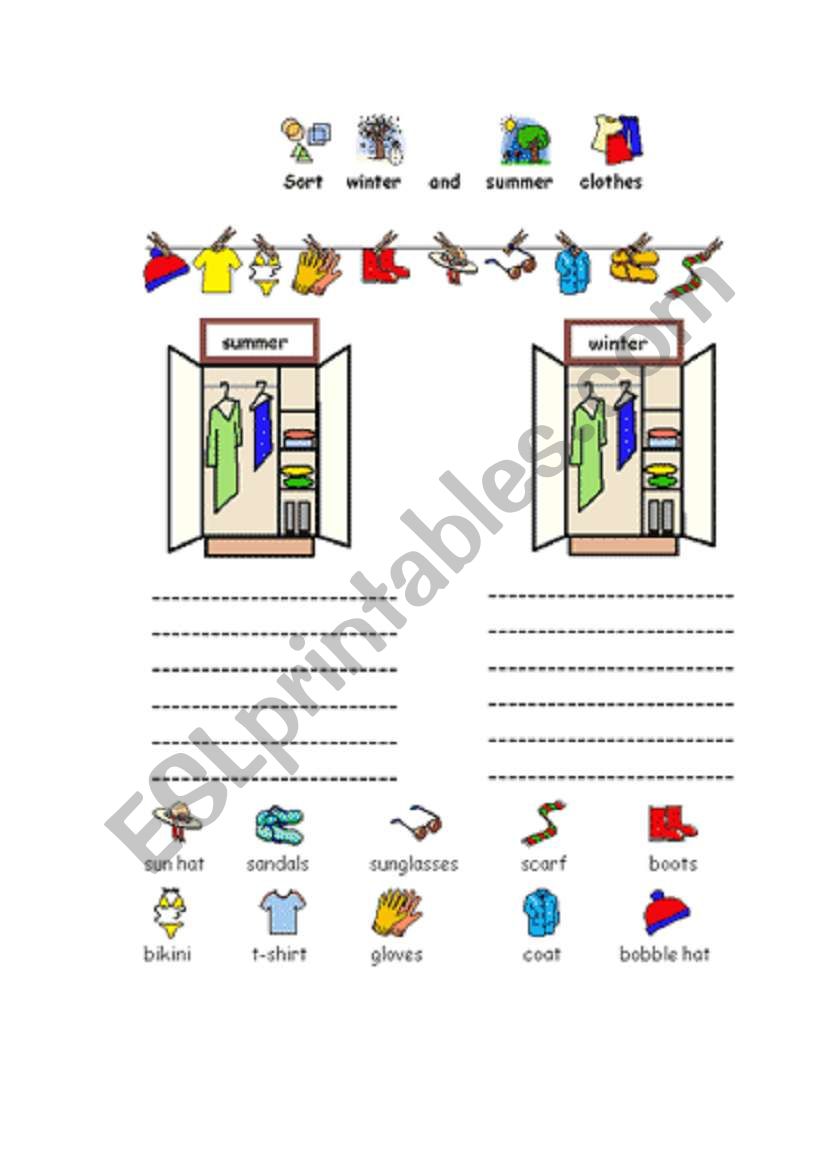 clothes worksheet