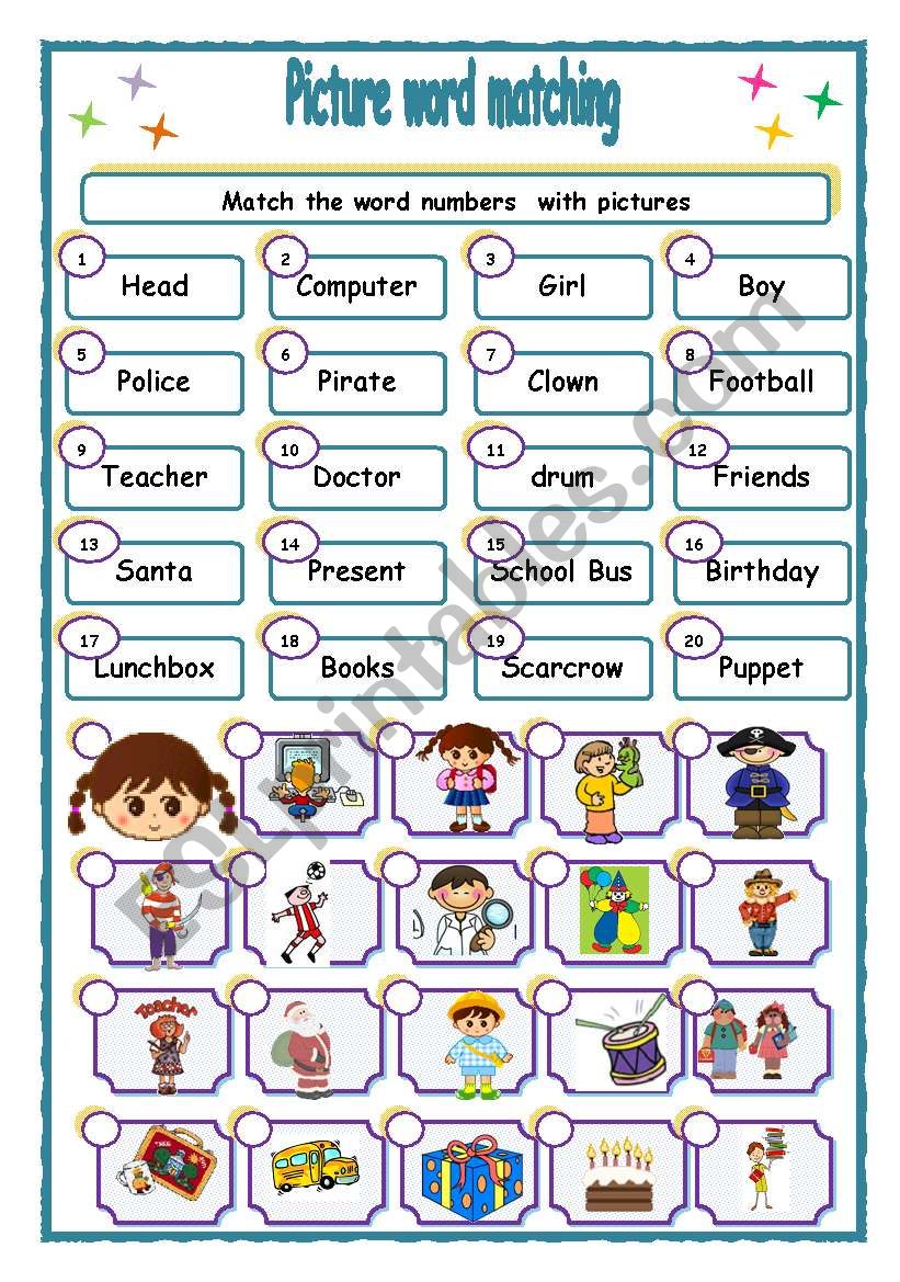 Match  words &  pictures  worksheet